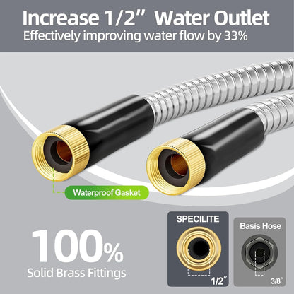 1/2"x 5FT 304 Stainless Steel Short Leader Garden Hose for Reel