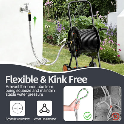1/2"x 5FT 304 Stainless Steel Short Leader Garden Hose for Reel