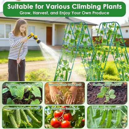 Heavy Duty Metal 50"x17" Cucumber Trellis for Raised Bed, A Frame Garden Trellis for Climbing Plants Outdoor, Plant Trellis Support for Tomato Bean Pea Grape Adjustable Vegetable Garden Trellis