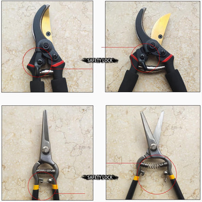 2Pack Pruning Shears, Garden Shears, Pruning Shears for Gardening, Gardening Shears Scissors Clippers, Garden Tools Set with Gloves, Bypass Hand Pruner, Soft Grip Handle