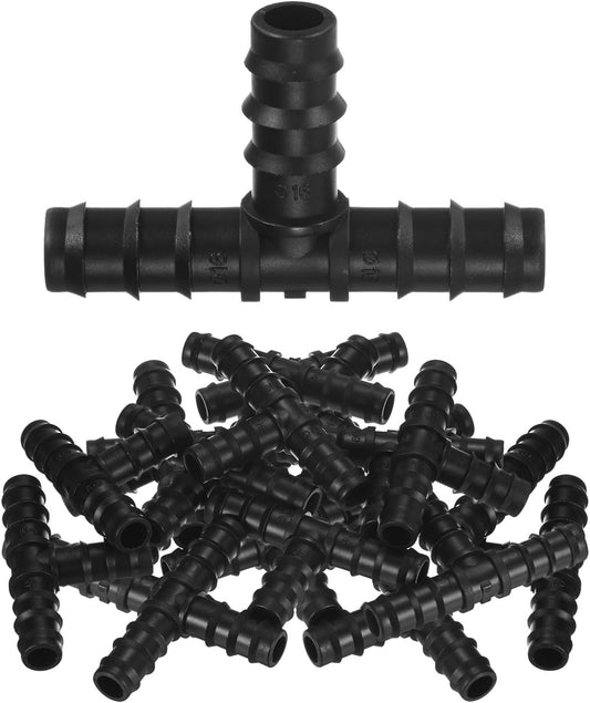 20-Pack Drip Irrigation Barbed Fittings, for 3/8 Inch Tees Tubing Connector Plastic Coupling Irrigation Parts for Garden/Greenhouse/Aquarium/Flower Pot, Drip Pipe Accessories