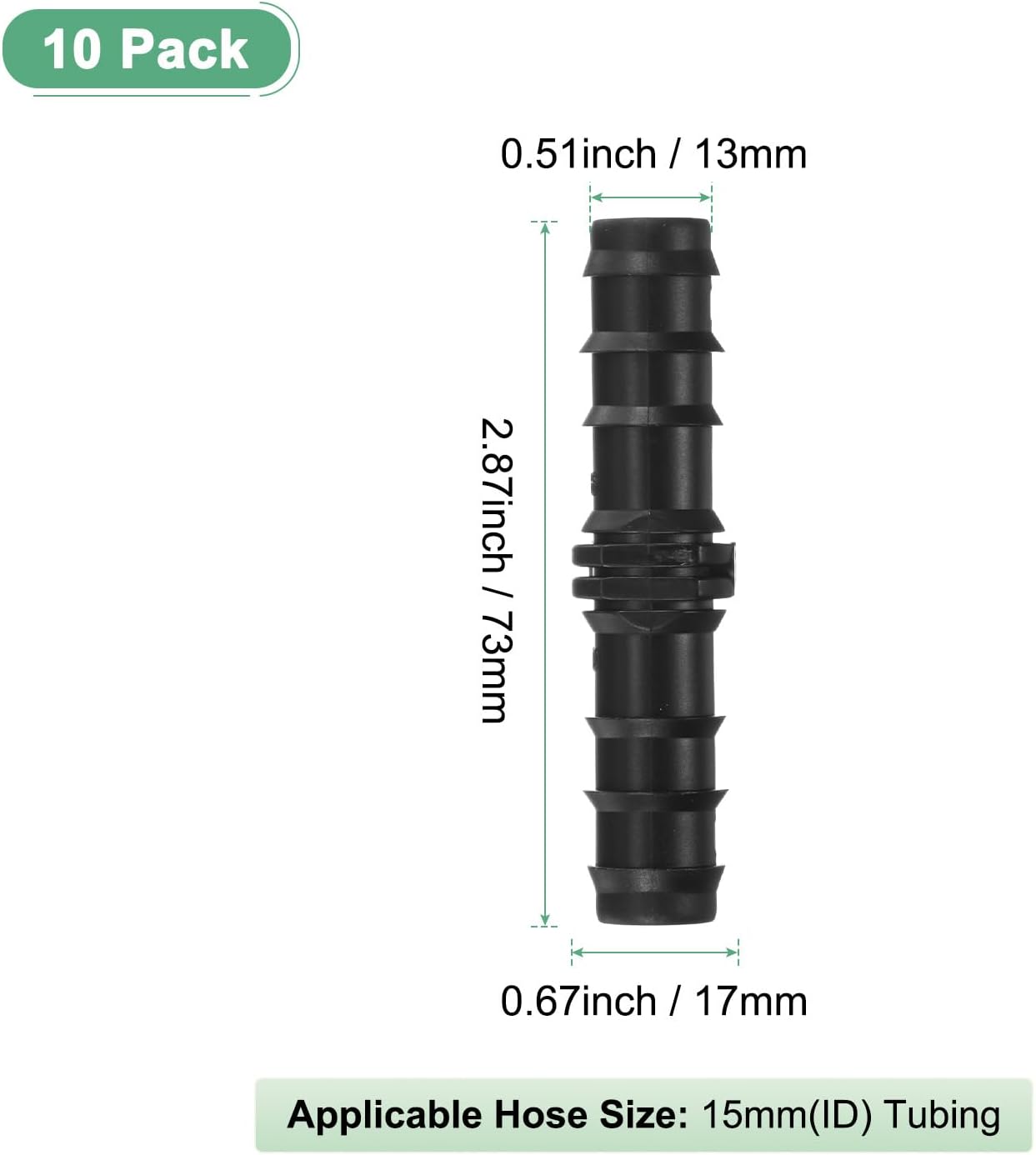 20-Pack Drip Irrigation Barbed Fittings, for 3/8 Inch Tees Tubing Connector Plastic Coupling Irrigation Parts for Garden/Greenhouse/Aquarium/Flower Pot, Drip Pipe Accessories