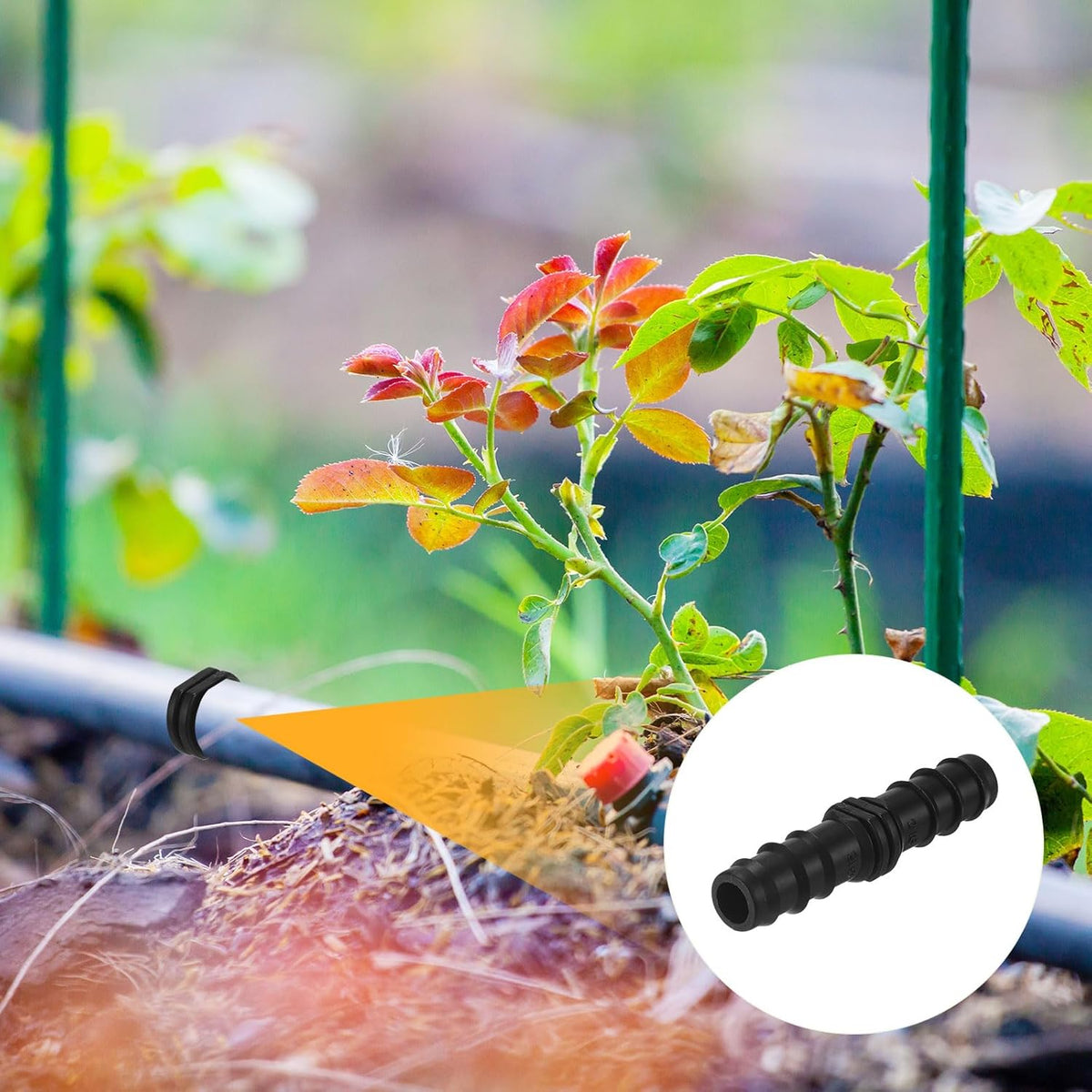 20-Pack Drip Irrigation Barbed Fittings, for 3/8 Inch Tees Tubing Connector Plastic Coupling Irrigation Parts for Garden/Greenhouse/Aquarium/Flower Pot, Drip Pipe Accessories
