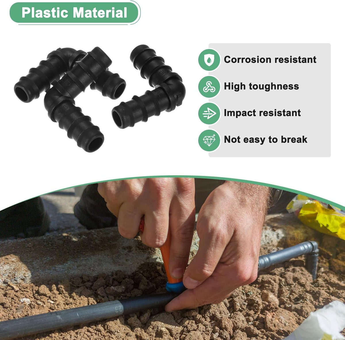 20-Pack Drip Irrigation Barbed Fittings, for 3/8 Inch Tees Tubing Connector Plastic Coupling Irrigation Parts for Garden/Greenhouse/Aquarium/Flower Pot, Drip Pipe Accessories