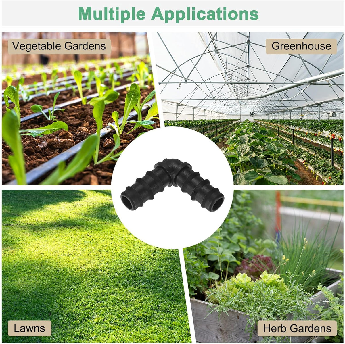 20-Pack Drip Irrigation Barbed Fittings, for 3/8 Inch Tees Tubing Connector Plastic Coupling Irrigation Parts for Garden/Greenhouse/Aquarium/Flower Pot, Drip Pipe Accessories