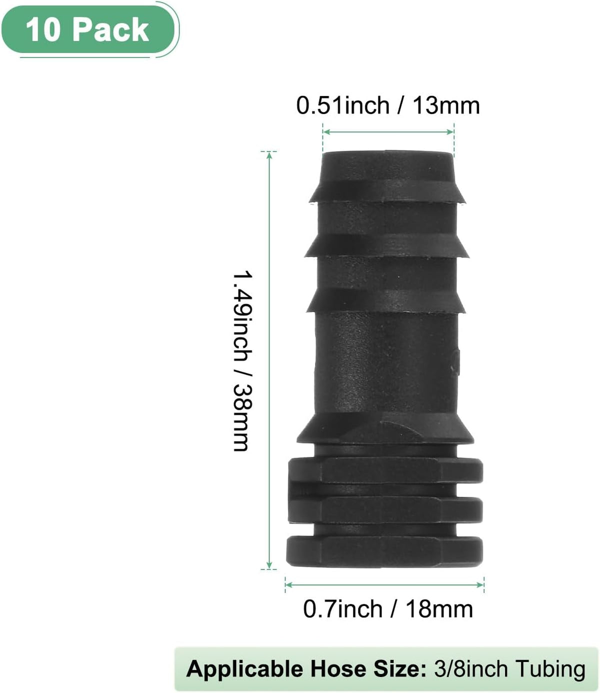 20-Pack Drip Irrigation Barbed Fittings, for 3/8 Inch Tees Tubing Connector Plastic Coupling Irrigation Parts for Garden/Greenhouse/Aquarium/Flower Pot, Drip Pipe Accessories