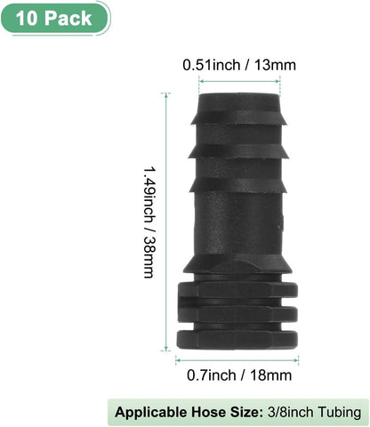 20-Pack Drip Irrigation Barbed Fittings, for 3/8 Inch Tees Tubing Connector Plastic Coupling Irrigation Parts for Garden/Greenhouse/Aquarium/Flower Pot, Drip Pipe Accessories