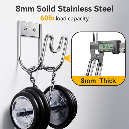 Garden Hose Holder Wall Mount - SS304 Stainless Steel Water Hose Hanger Heavy Duty Rack for Extension Cords Vacuum Hose Outside Silver (1 Pack)