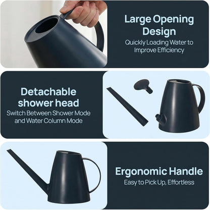 Modern 1.8 Liter Plastic Watering Can with Detachable Spout and Sprinkler Head, Designed for Controlled Pouring and Easy Handling, Light Green