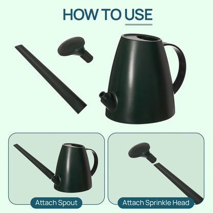 Modern 1.8 Liter Plastic Watering Can with Detachable Spout and Sprinkler Head, Designed for Controlled Pouring and Easy Handling, Light Green