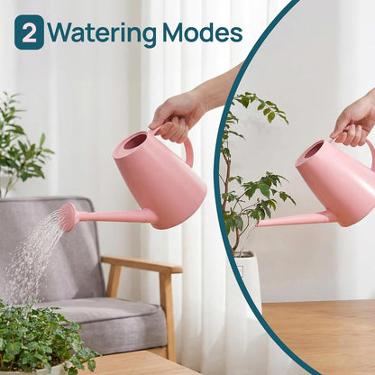 Modern 1.8 Liter Plastic Watering Can with Detachable Spout and Sprinkler Head, Designed for Controlled Pouring and Easy Handling, Light Green