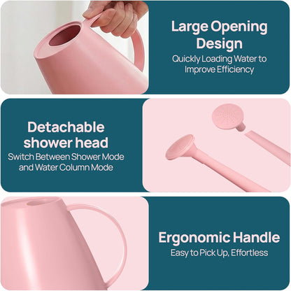 Modern 1.8 Liter Plastic Watering Can with Detachable Spout and Sprinkler Head, Designed for Controlled Pouring and Easy Handling, Light Green