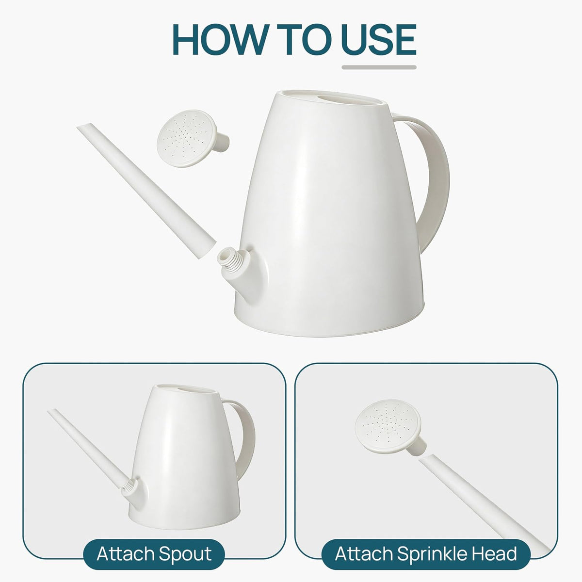 Modern 1.8 Liter Plastic Watering Can with Detachable Spout and Sprinkler Head, Designed for Controlled Pouring and Easy Handling, Light Green