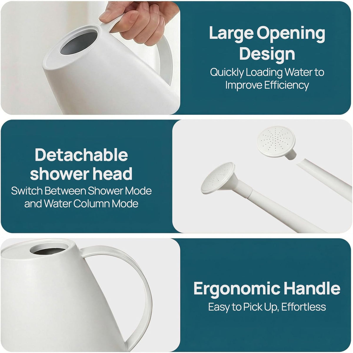 Modern 1.8 Liter Plastic Watering Can with Detachable Spout and Sprinkler Head, Designed for Controlled Pouring and Easy Handling, Light Green