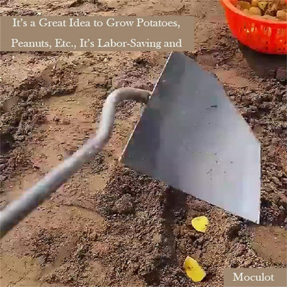 Soil Turning Hoe, Triangle Hoe Garden Tool, Hardened All-Steel Plow Hoe Ridging for Manuring Weeding Planting Digging Soil Leveling Stainless Steel Landscaping Hoe, Bronze