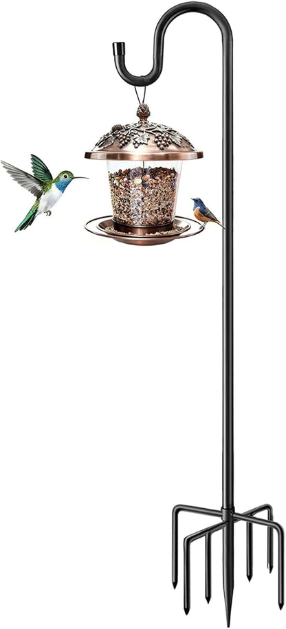 72" Shepherds Hooks for Outdoor, Heavy Duty Garden Bird Feeder Pole for Hanging Bird Feeder, Plant Baskets, Solar Light Lanterns, Outdoor Plant Hanger Hook with 7 Base Prongs,1 Pack