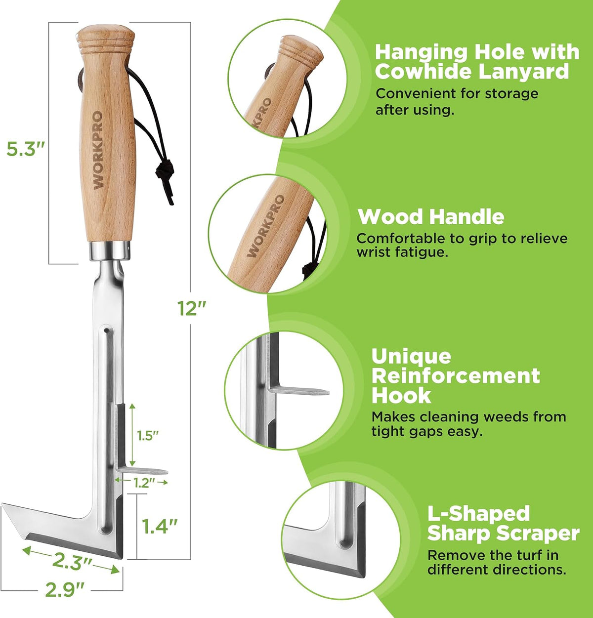 Crack Weeder, 12" Stainless Steel Crevice Weeding Tool