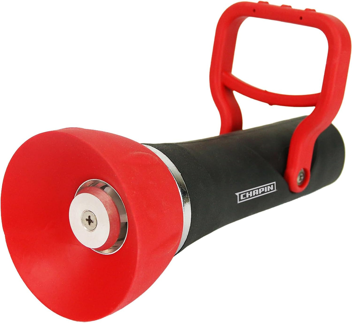 4697: Industrial High Flow Firefighter Style Garden Hose Nozzle, Classic Fireman Style Grip Nozzle with Threaded Garden Hose Connection, Adjustable Twist Nozzle, Up to 250 PSI, Red/Black