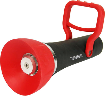 4697: Industrial High Flow Firefighter Style Garden Hose Nozzle, Classic Fireman Style Grip Nozzle with Threaded Garden Hose Connection, Adjustable Twist Nozzle, Up to 250 PSI, Red/Black