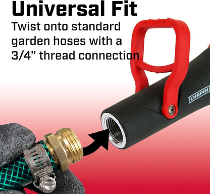 4697: Industrial High Flow Firefighter Style Garden Hose Nozzle, Classic Fireman Style Grip Nozzle with Threaded Garden Hose Connection, Adjustable Twist Nozzle, Up to 250 PSI, Red/Black