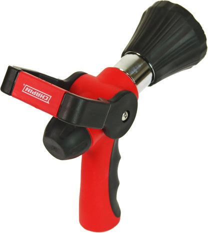 4697: Industrial High Flow Firefighter Style Garden Hose Nozzle, Classic Fireman Style Grip Nozzle with Threaded Garden Hose Connection, Adjustable Twist Nozzle, Up to 250 PSI, Red/Black