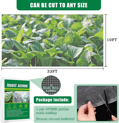 10 X 33 FT Breathable Garden Mesh Netting Pest Barrier for Raised Beds