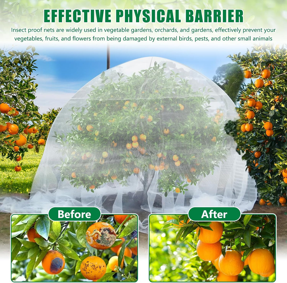 10 X 33 FT Breathable Garden Mesh Netting Pest Barrier for Raised Beds