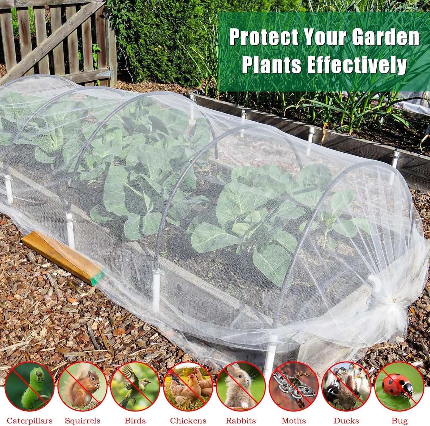 10 X 33 FT Breathable Garden Mesh Netting Pest Barrier for Raised Beds