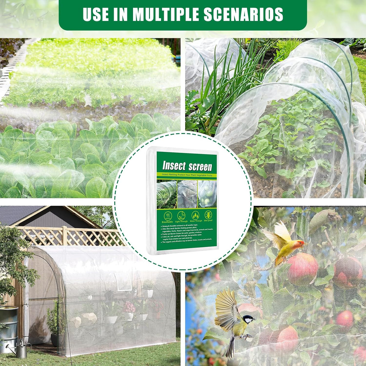 10 X 33 FT Breathable Garden Mesh Netting Pest Barrier for Raised Beds