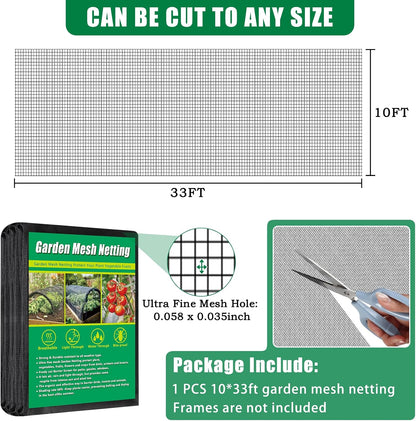 10 X 33 FT Breathable Garden Mesh Netting Pest Barrier for Raised Beds