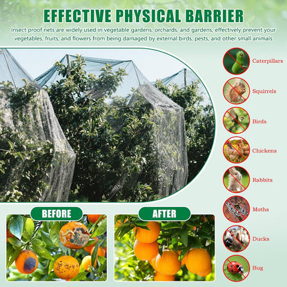 10 X 33 FT Breathable Garden Mesh Netting Pest Barrier for Raised Beds