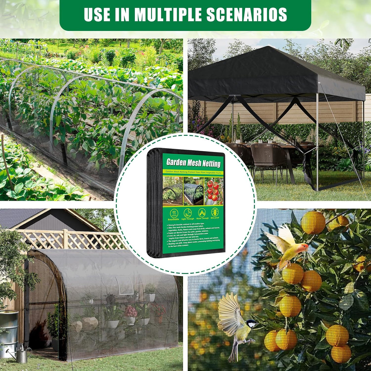 10 X 33 FT Breathable Garden Mesh Netting Pest Barrier for Raised Beds