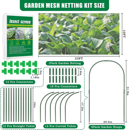 10 X 33 FT Breathable Garden Mesh Netting Pest Barrier for Raised Beds