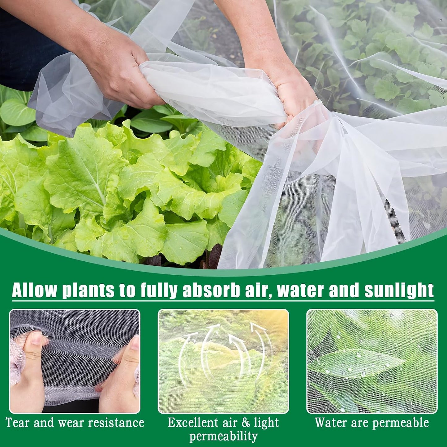 10 X 33 FT Breathable Garden Mesh Netting Pest Barrier for Raised Beds