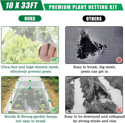 10 X 33 FT Breathable Garden Mesh Netting Pest Barrier for Raised Beds