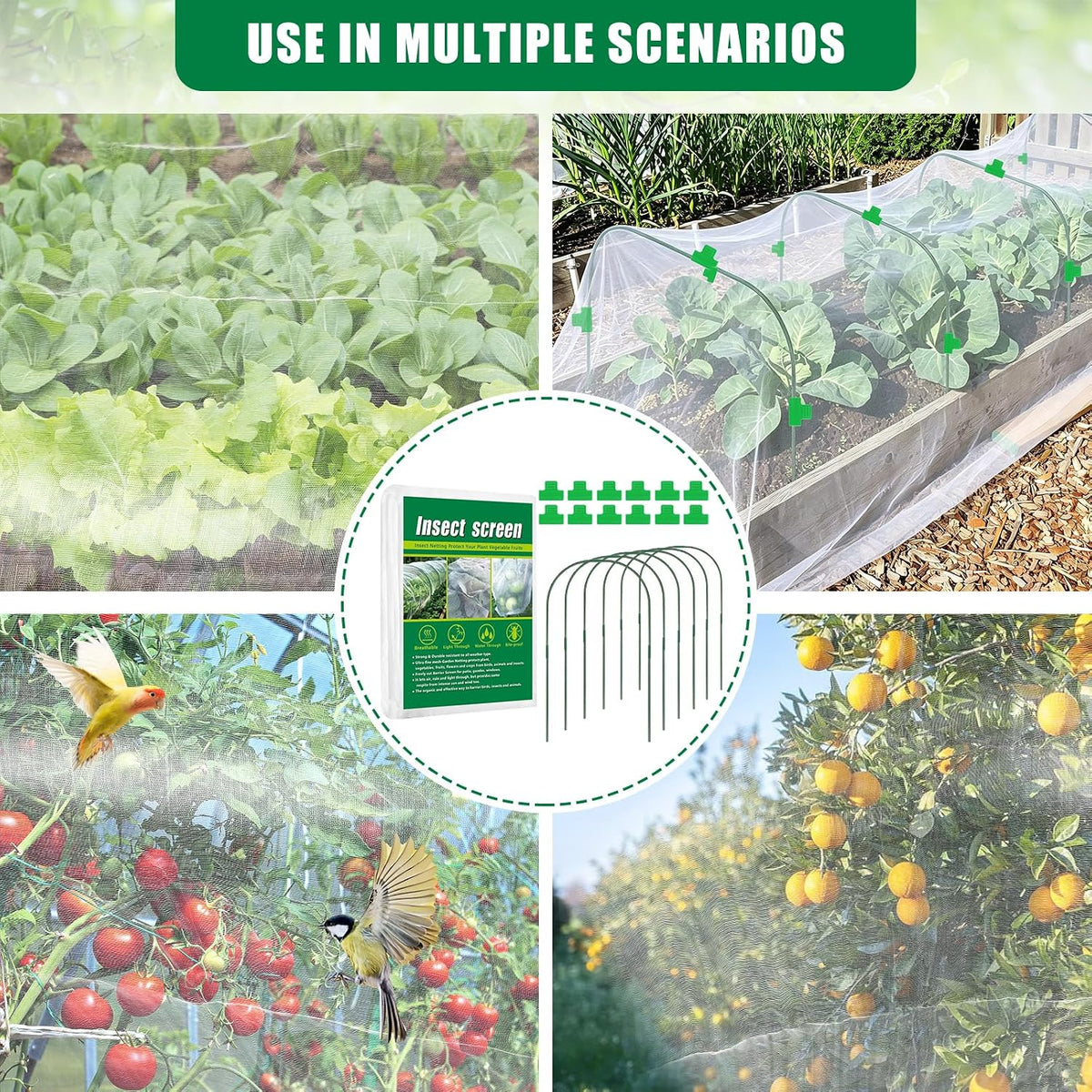 10 X 33 FT Breathable Garden Mesh Netting Pest Barrier for Raised Beds