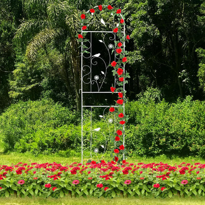 86.5" x 19.7" Metal Garden Trellis for Climbing Plants, White