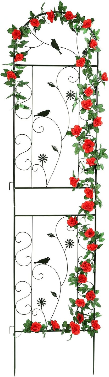 86.5" x 19.7" Metal Garden Trellis for Climbing Plants, White