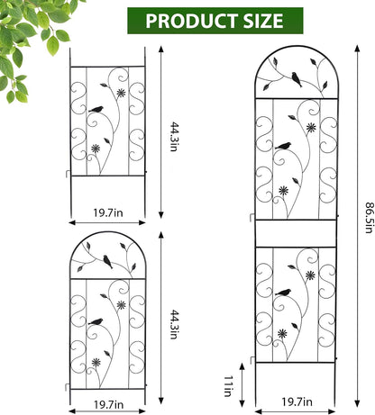 86.5" x 19.7" Metal Garden Trellis for Climbing Plants, White