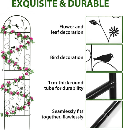 86.5" x 19.7" Metal Garden Trellis for Climbing Plants, White