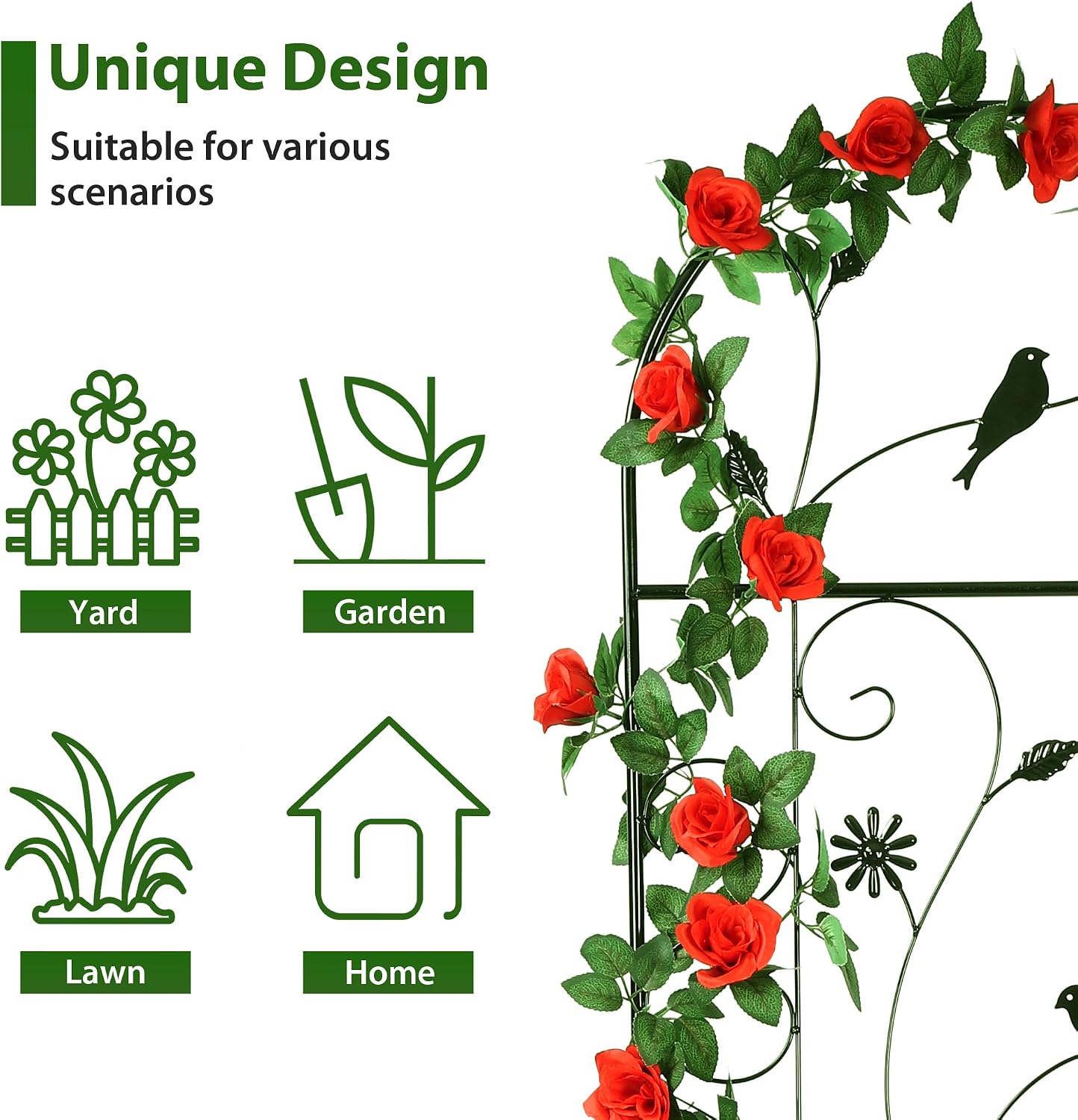 86.5" x 19.7" Metal Garden Trellis for Climbing Plants, White