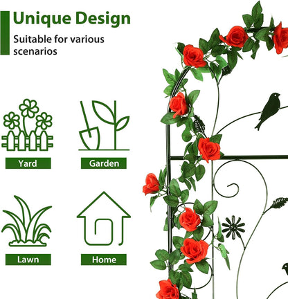 86.5" x 19.7" Metal Garden Trellis for Climbing Plants, White