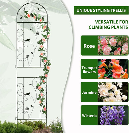 86.5" x 19.7" Metal Garden Trellis for Climbing Plants, White