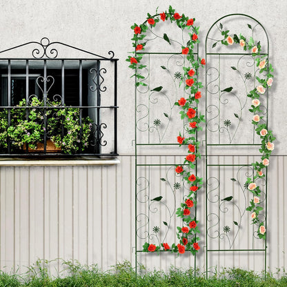 86.5" x 19.7" Metal Garden Trellis for Climbing Plants, White