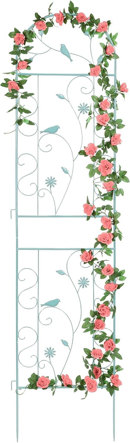 86.5" x 19.7" Metal Garden Trellis for Climbing Plants, White