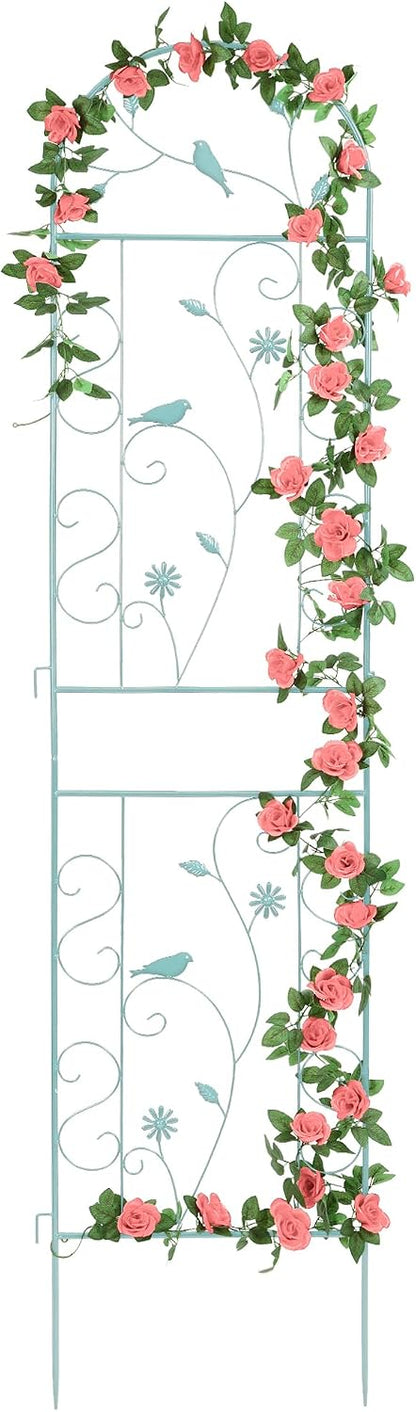 86.5" x 19.7" Metal Garden Trellis for Climbing Plants, White