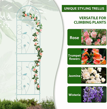 86.5" x 19.7" Metal Garden Trellis for Climbing Plants, White