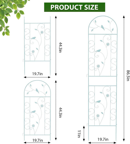 86.5" x 19.7" Metal Garden Trellis for Climbing Plants, White
