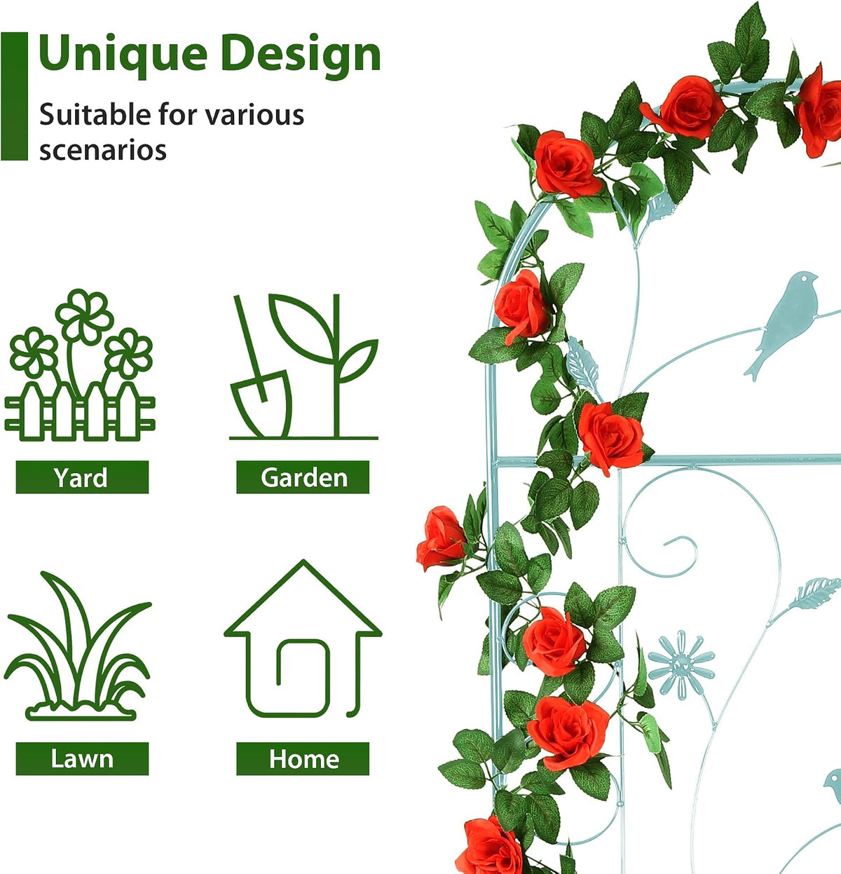 86.5" x 19.7" Metal Garden Trellis for Climbing Plants, White