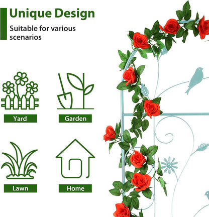 86.5" x 19.7" Metal Garden Trellis for Climbing Plants, White